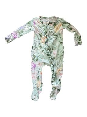 Posh Peanut Floral Ruffle Footie Pajamas Sleeper 3-6M